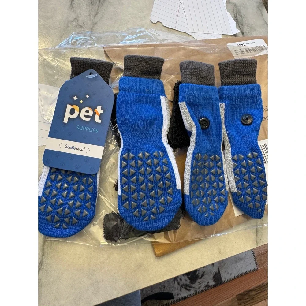 Scenereal anti slip grip protective blue dog booties size small NEW! TAGS!